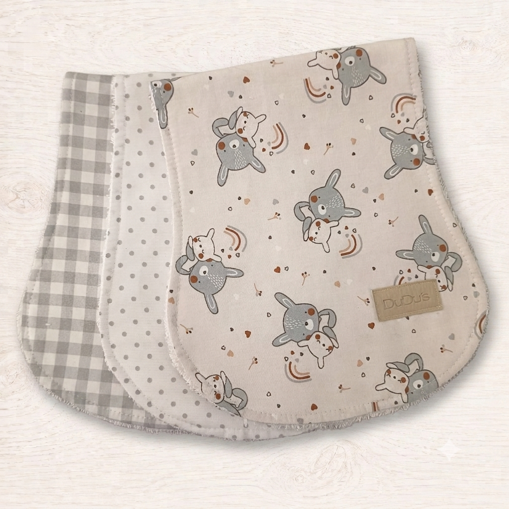 Pack de 3 Salvababas SIN PERSONALIZAR Reversible BimBa Rizo /Algodón