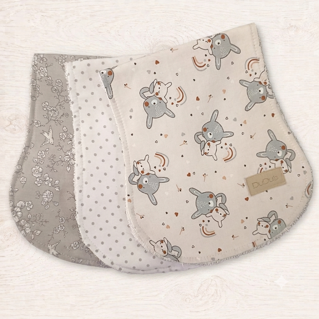 Set de 3 SalvaBaBas Personalizado Reversible BimBa Rizo /Algodón