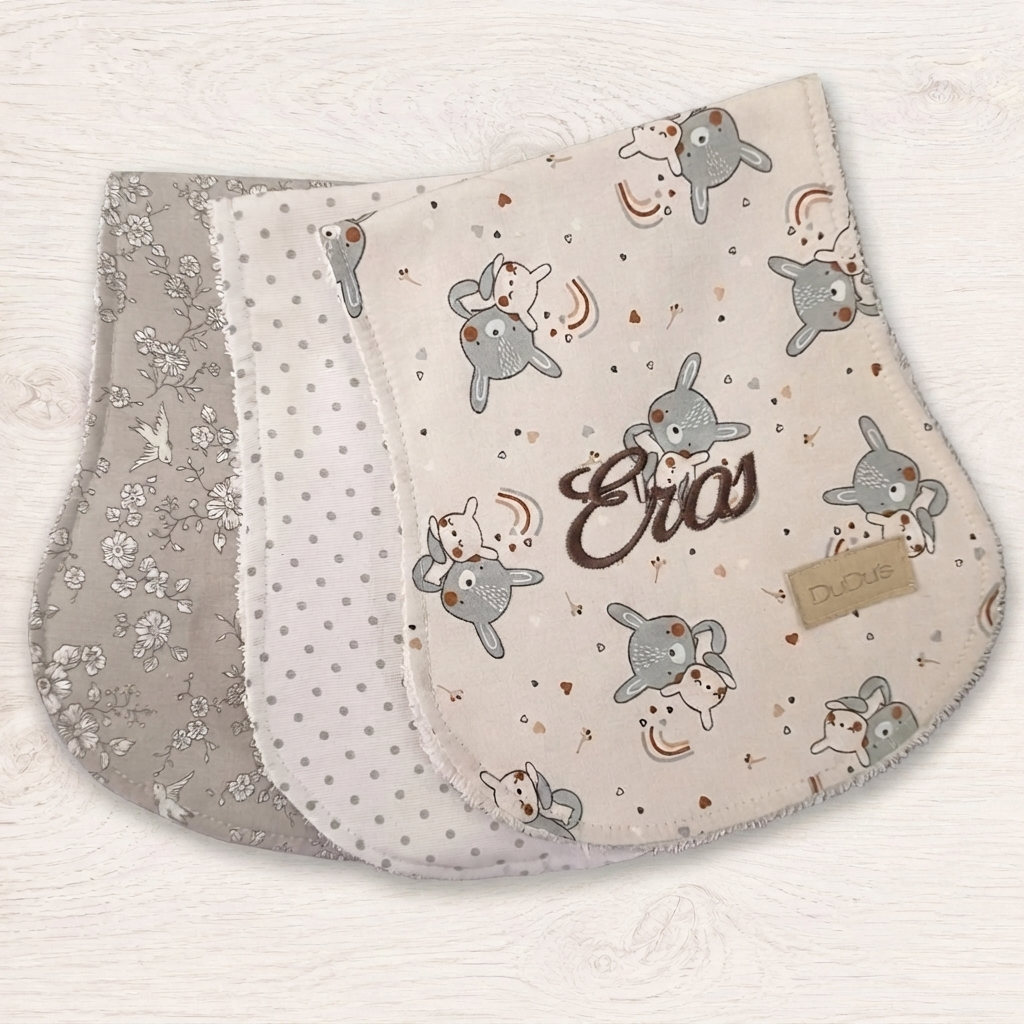 Pack de 3 Toallas SalvaBaBas CON NOMBRE Reversible BimBa Rizo /Algodón