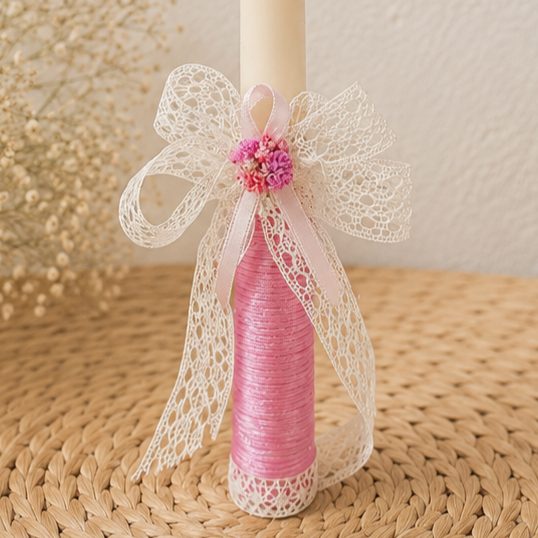 Vela Artesanal Personalizada Bautizo & Comunión Fresa