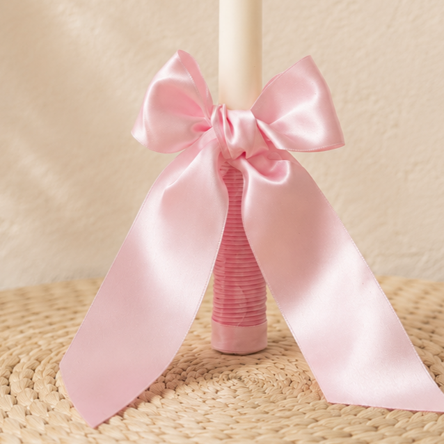 Vela Artesanal Personalizada Bautizo & Comunión Rosa