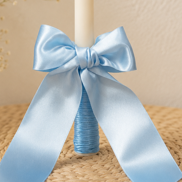 Vela Artesanal Personalizada Bautizo & Comunión Azul