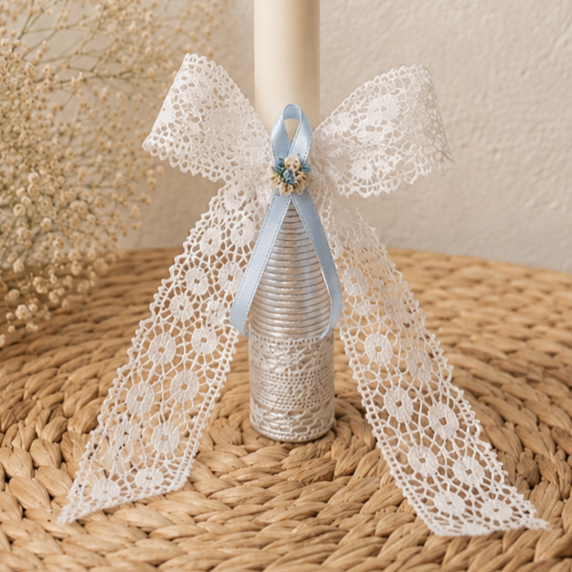Vela Artesanal Personalizada Bautizo & Comunión Blue