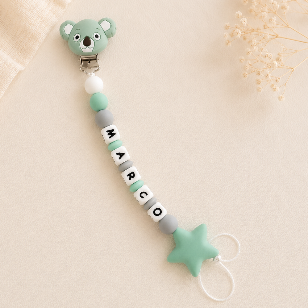 Chupetero de Silicona Personalizado Gris & Mint