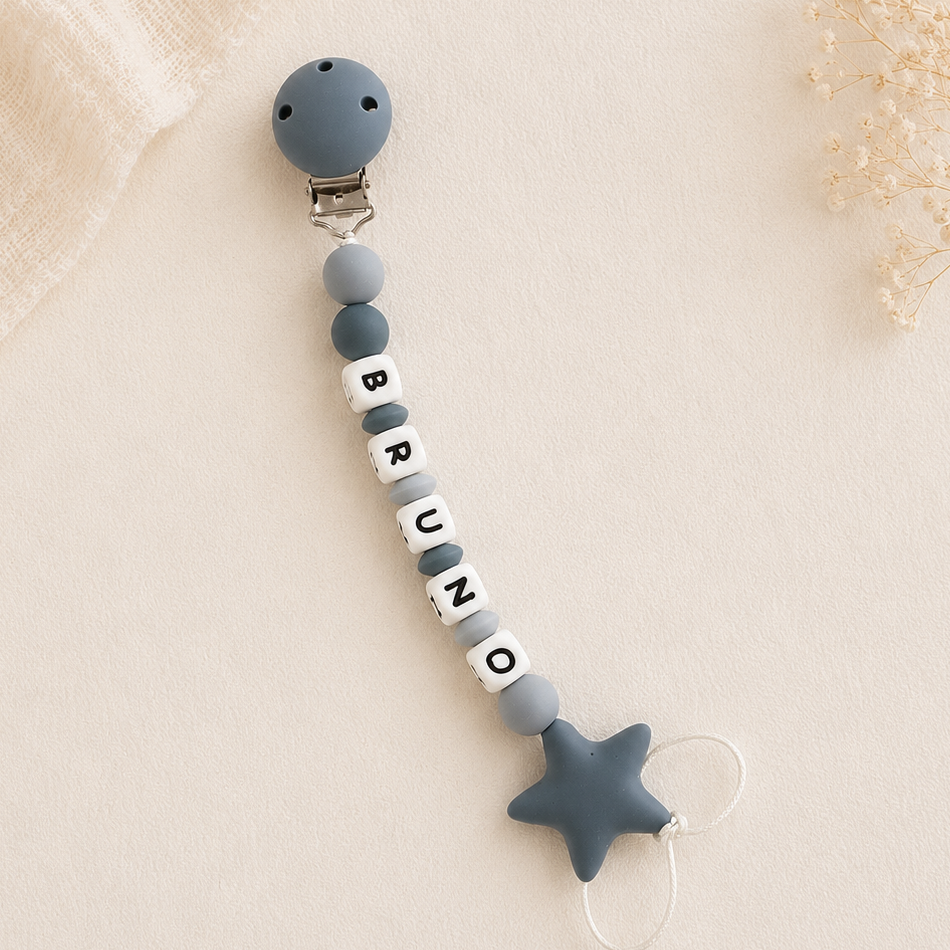 Chupetero de Silicona Personalizado Gris & Antracita