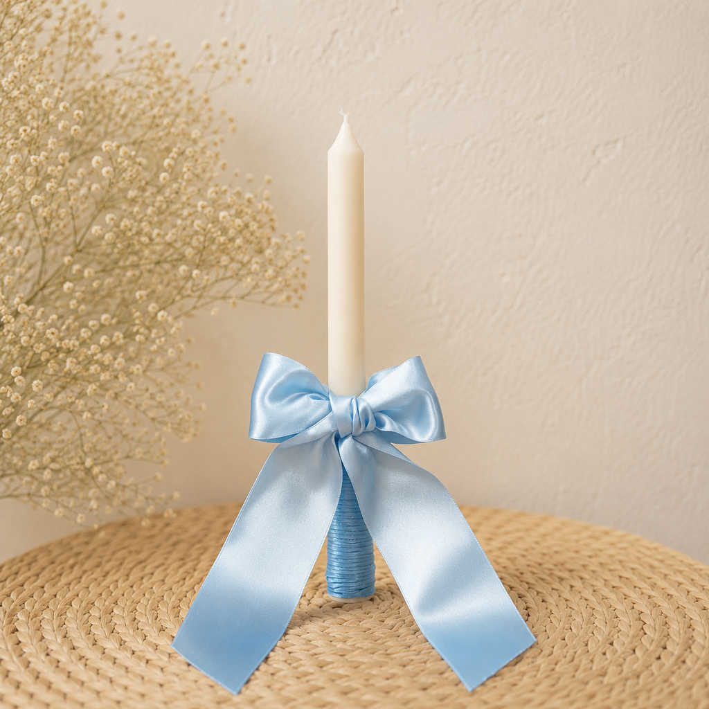 Vela Artesanal Personalizada Bautizo & Comunión Azul