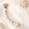 Chupetero  de Silicona Personalizado Beige & Rosa