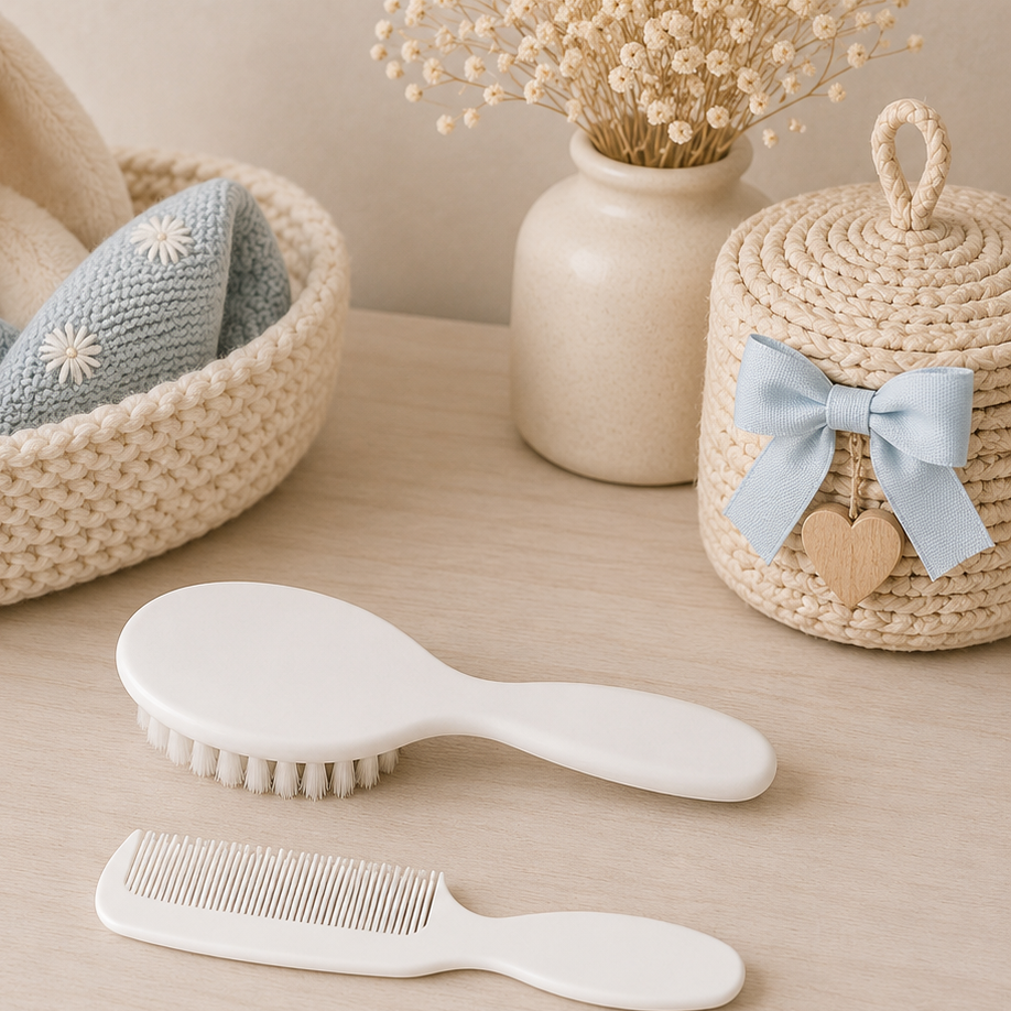 Set de Cepillo y Peine Personalizados MinQui Blanco