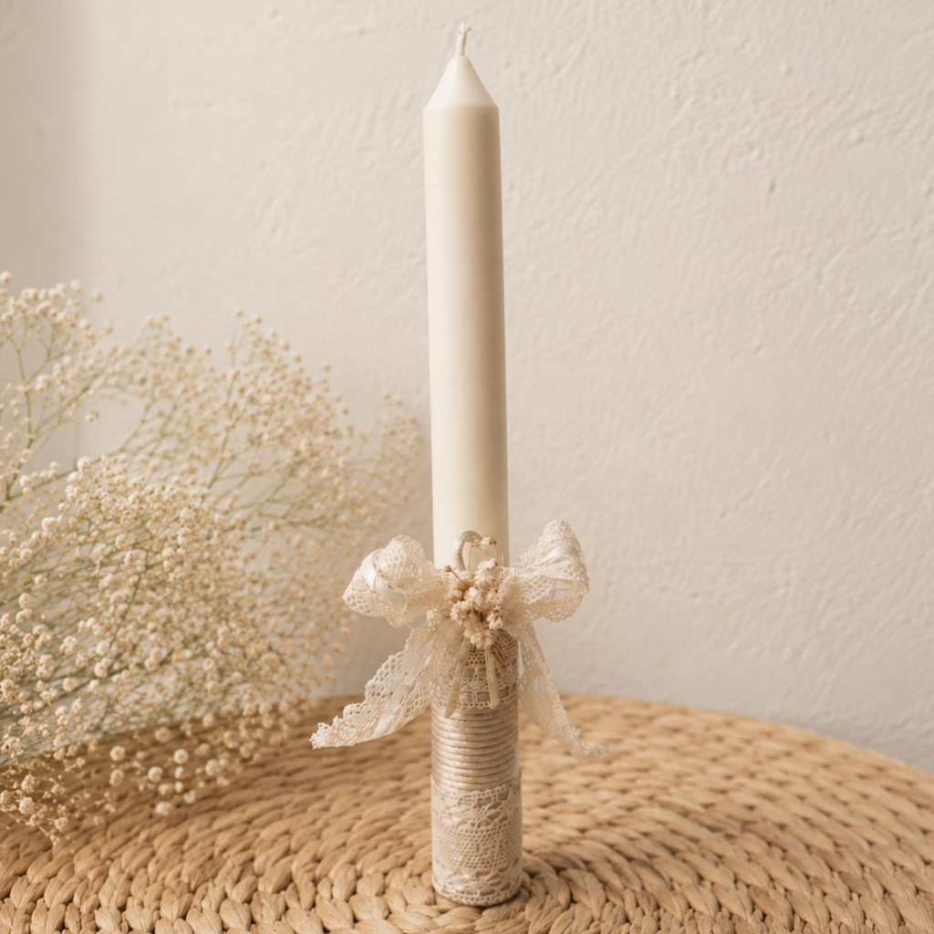 Vela Artesanal Personalizada Bautizo & Comunión Mousse