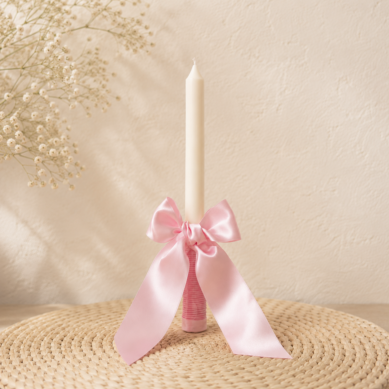 Vela Artesanal Personalizada Bautizo & Comunión Rosa