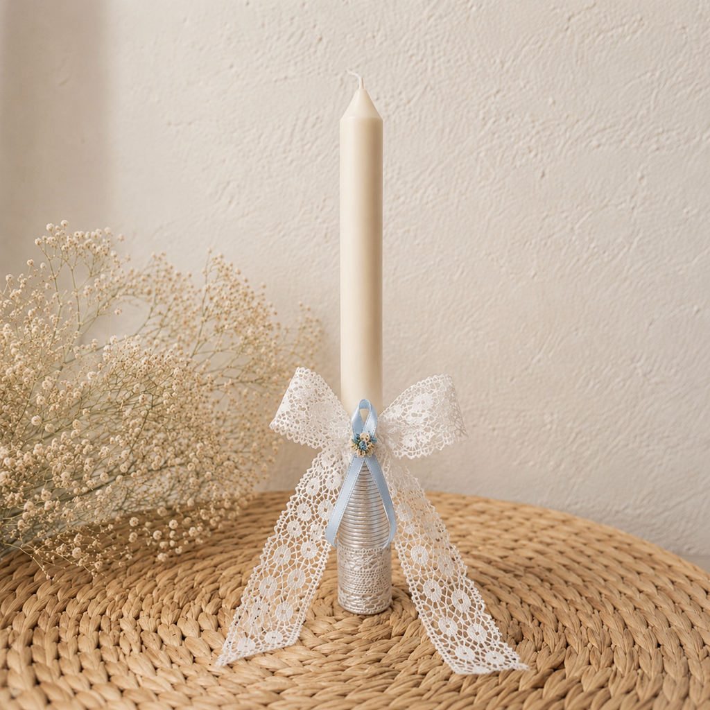 Vela Artesanal Personalizada Bautizo & Comunión Blue