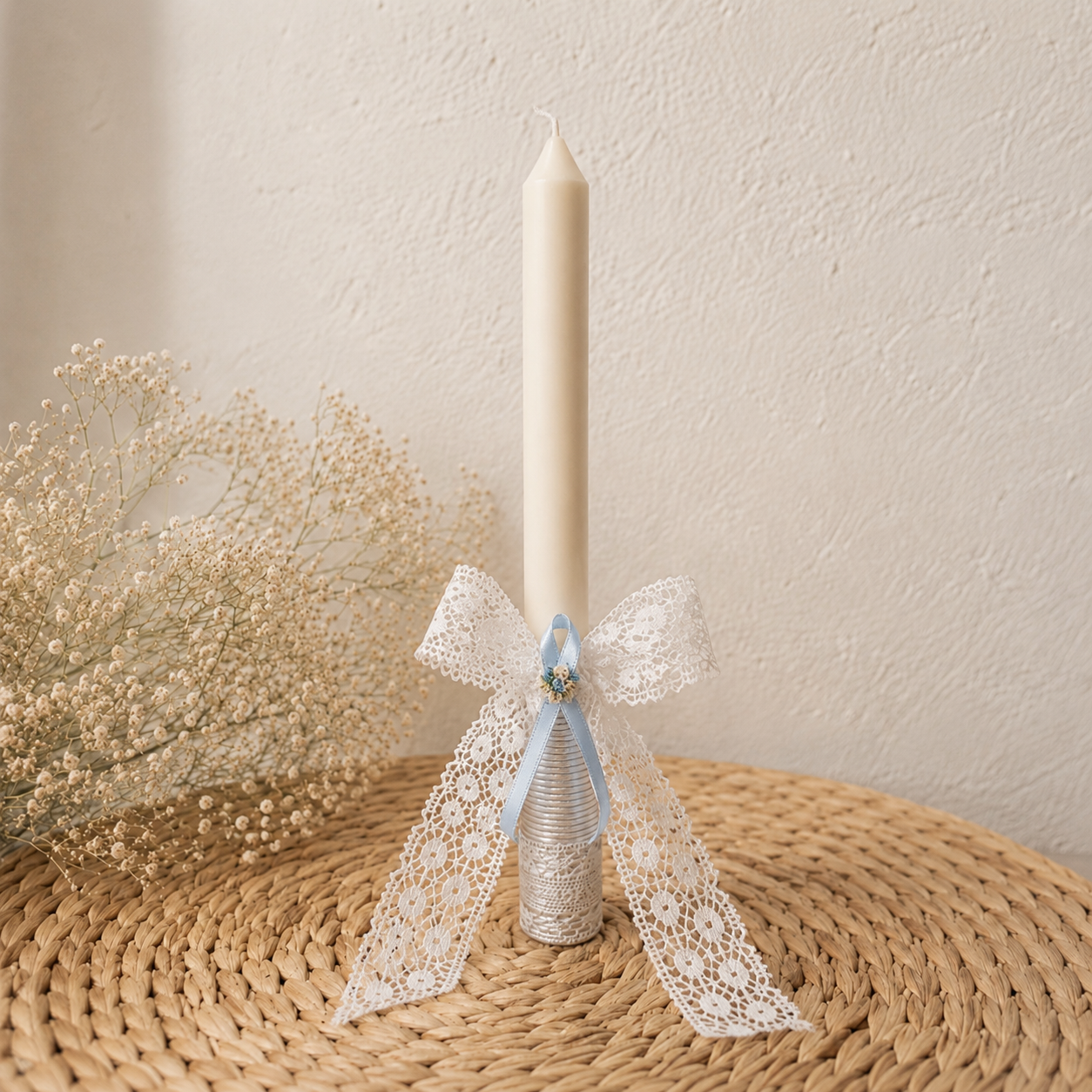 Vela Artesanal Personalizada Bautizo & Comunión Blue