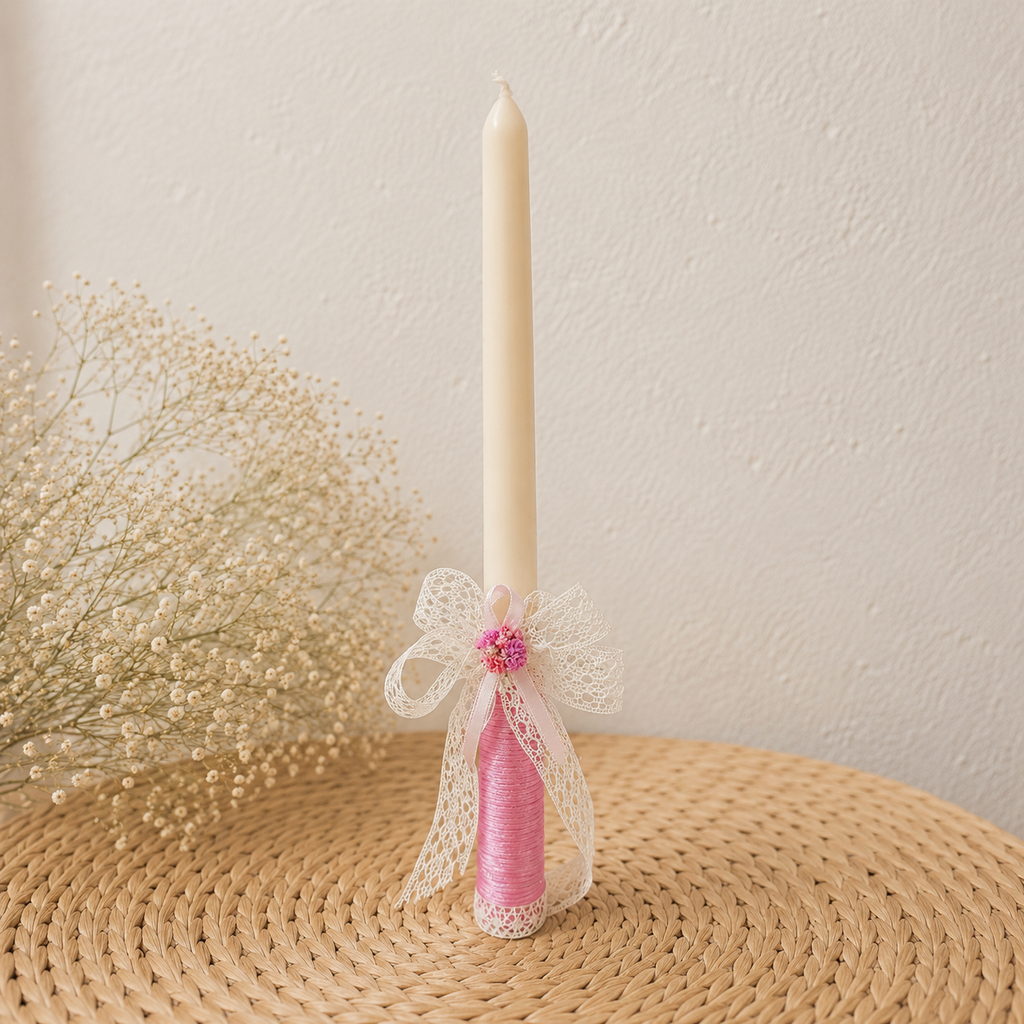 Vela Artesanal Personalizada Bautizo & Comunión Fresa