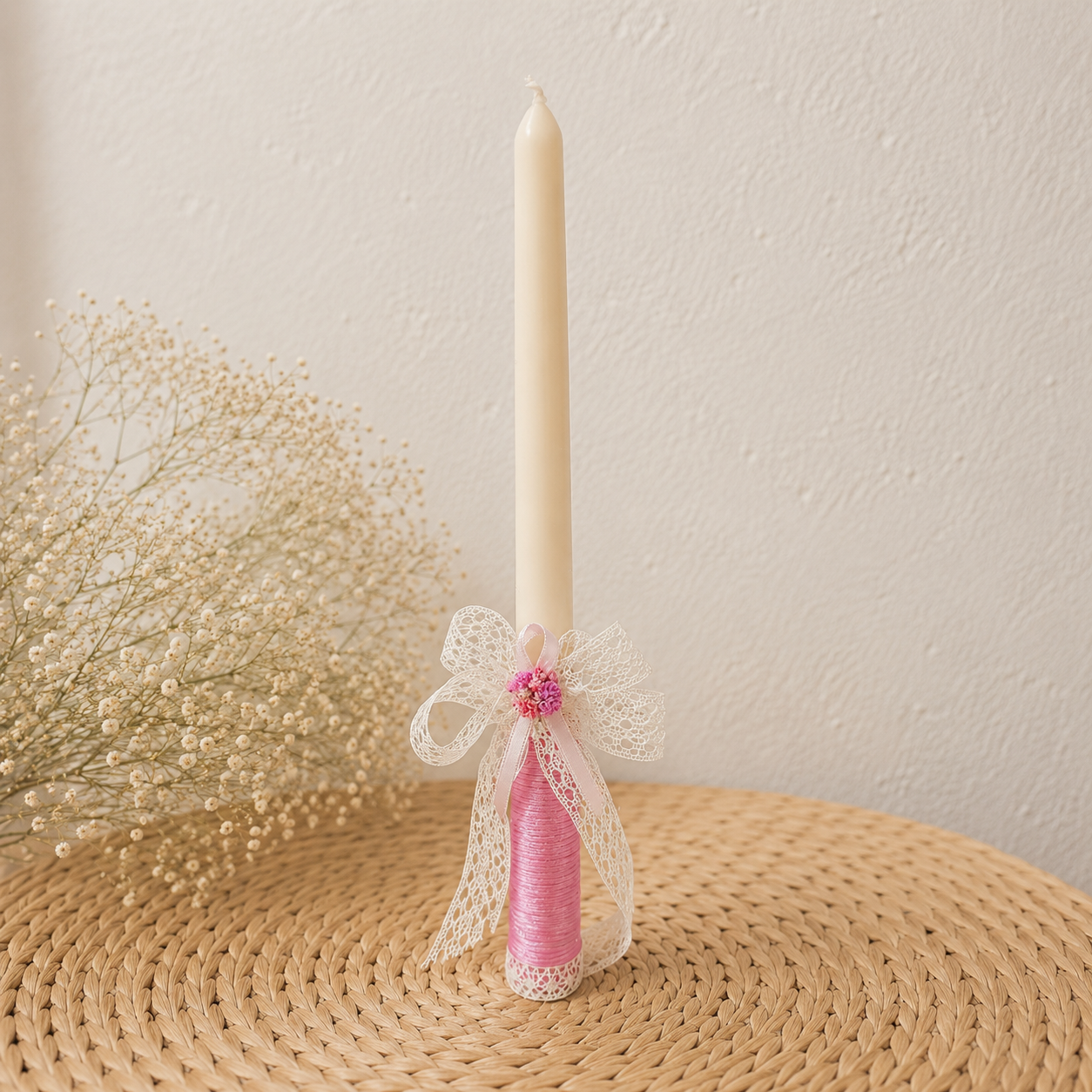Vela Artesanal Personalizada Bautizo & Comunión Fresa