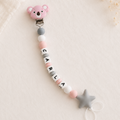 Chupetero de Silicona Personalizado Rosa & Gris